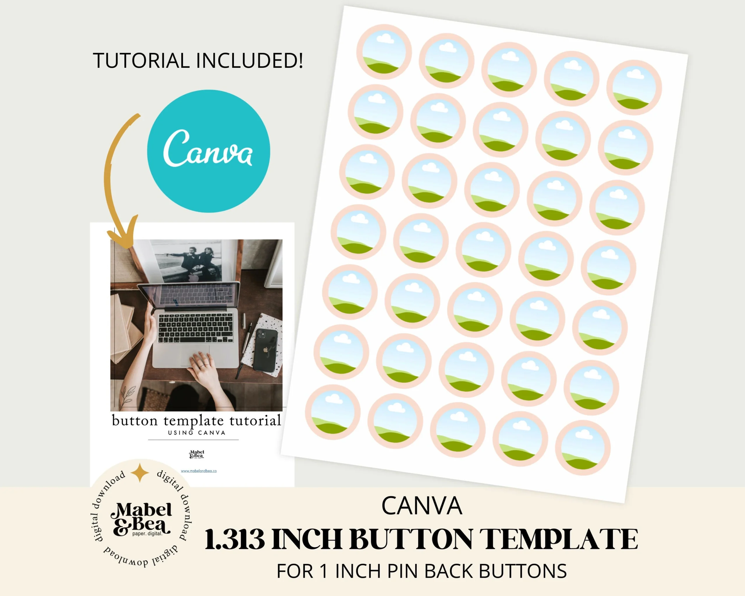 1 Zoll Pin Back Button CANVA Vorlage Digitaler Download Etsy de