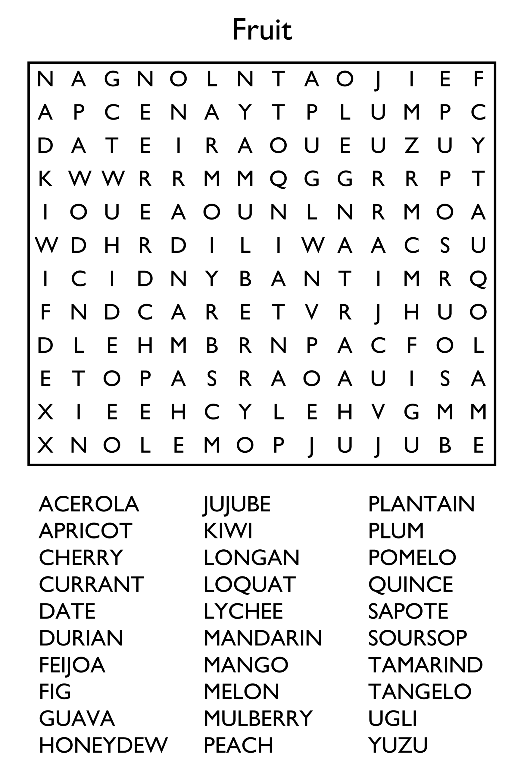 Printable Search A Word Puzzles