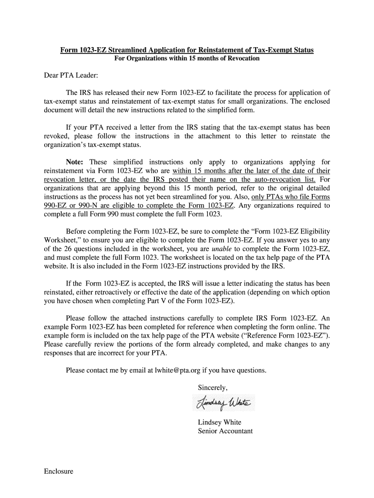 Irs Form 1023-Ez Instructions