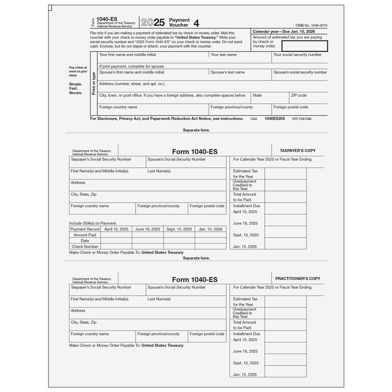 1040ES04 Form 1040 Estimate Payment Voucher 4