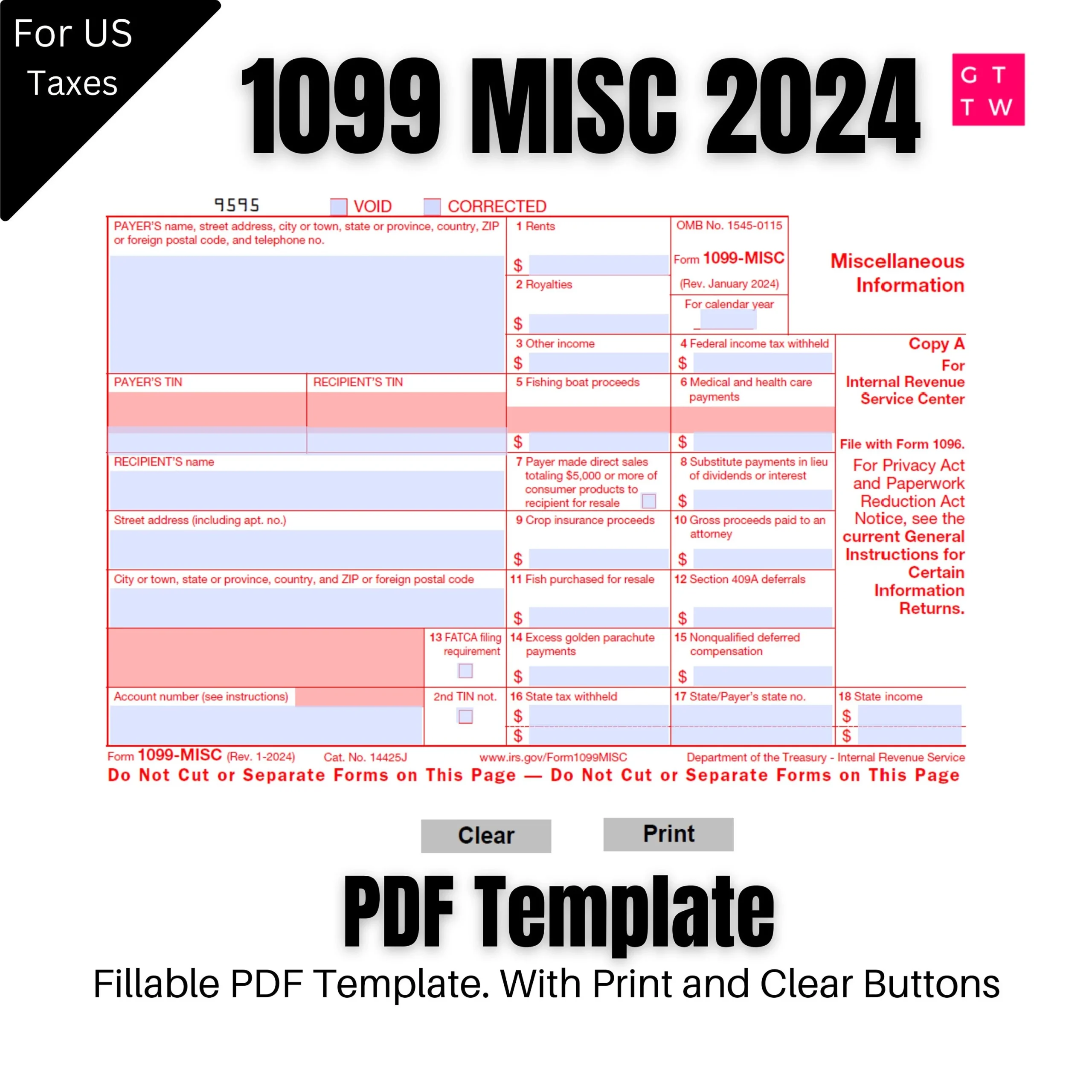 1099 Misc Template Etsy Canada