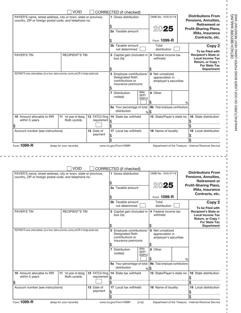 1099 R 2 Up Payer Copy D 5143 W 2TaxForms