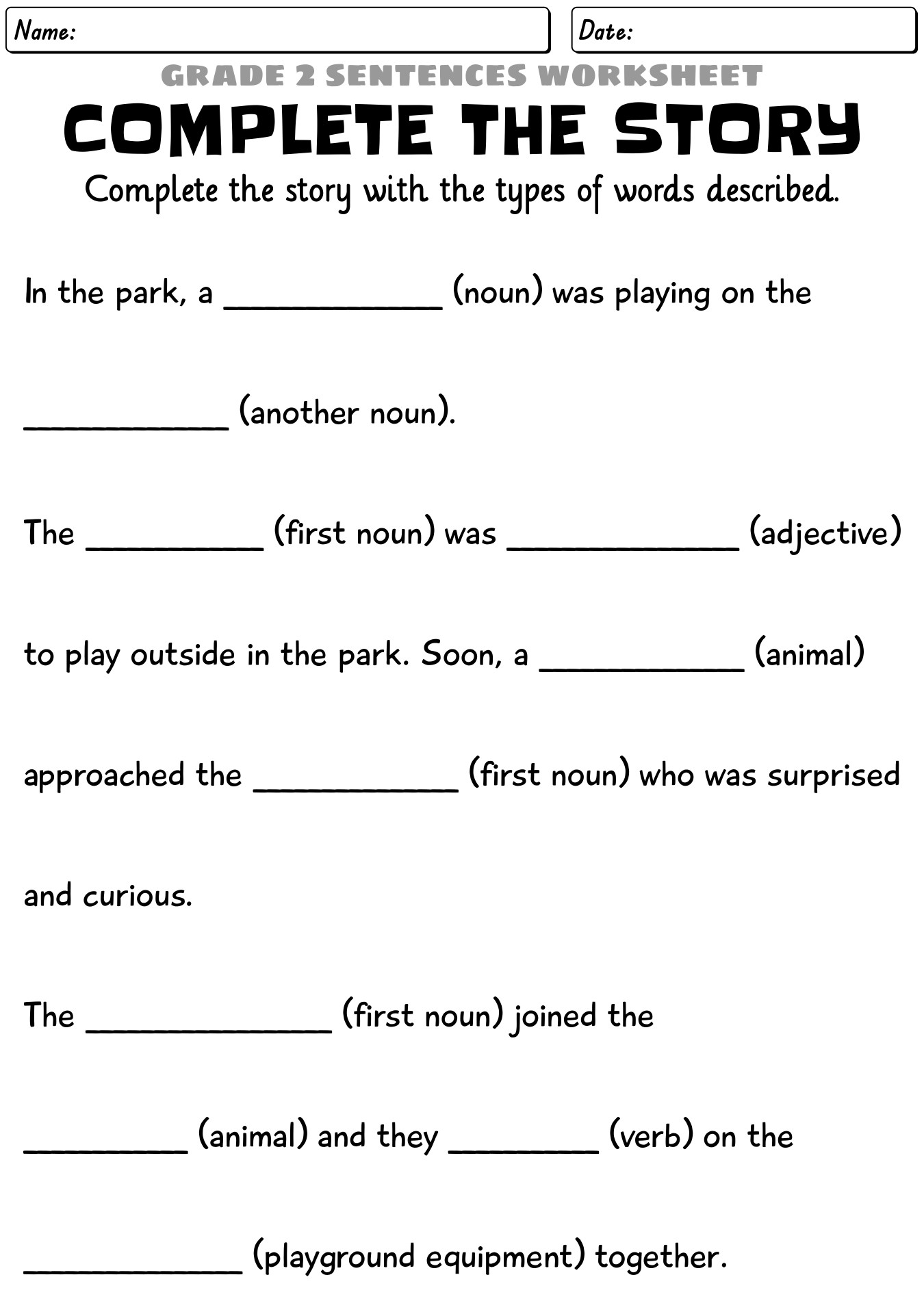 Free Printable English Worksheets For Grade 2