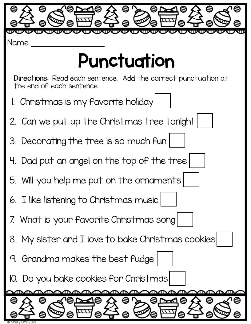 Holiday Worksheets Free Printable