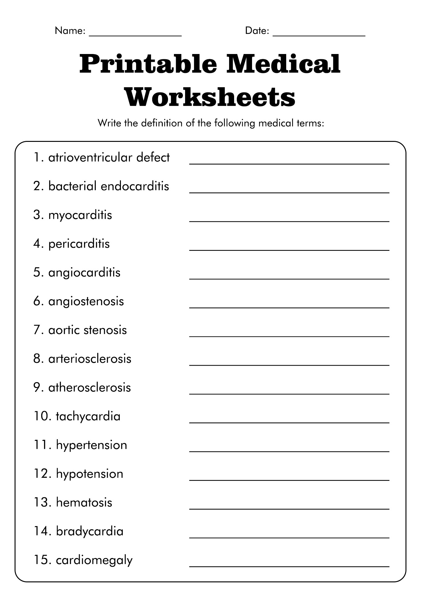 13 Medical Assistant Printable Worksheets Free PDF At Worksheeto 