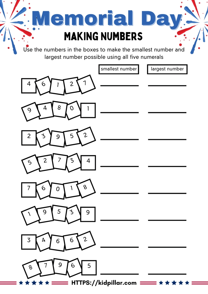 15 FREE Printable Memorial Day Worksheets