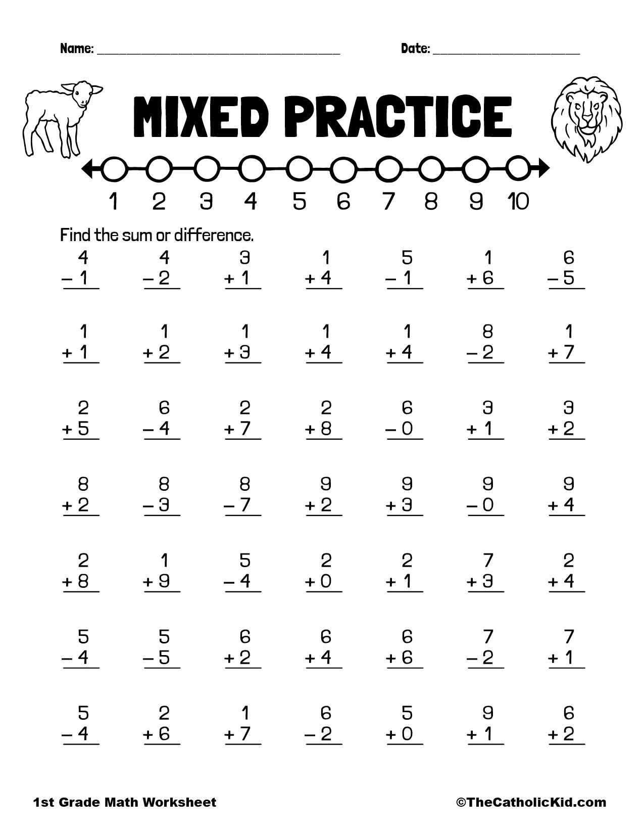 1st Grade Addition Catholic Worksheets TheCatholicKid