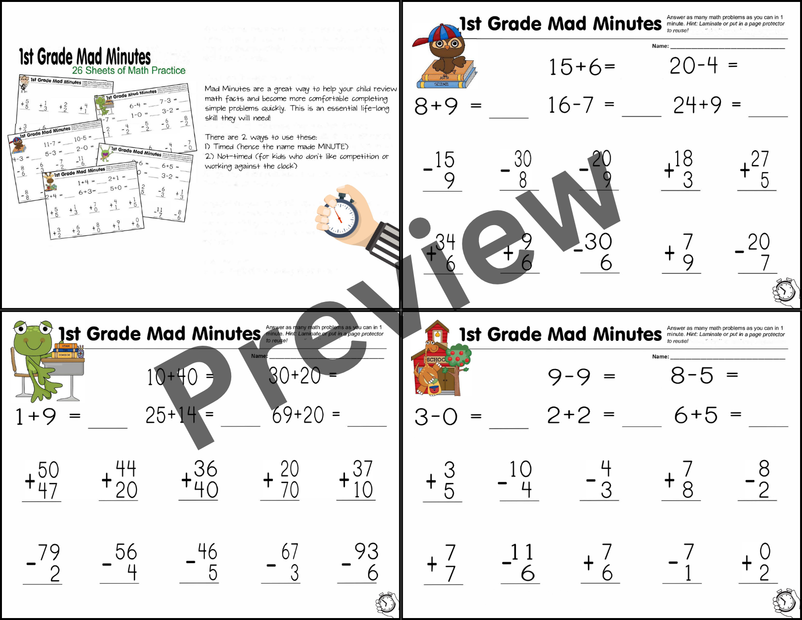 Printable Mad Minute Worksheets