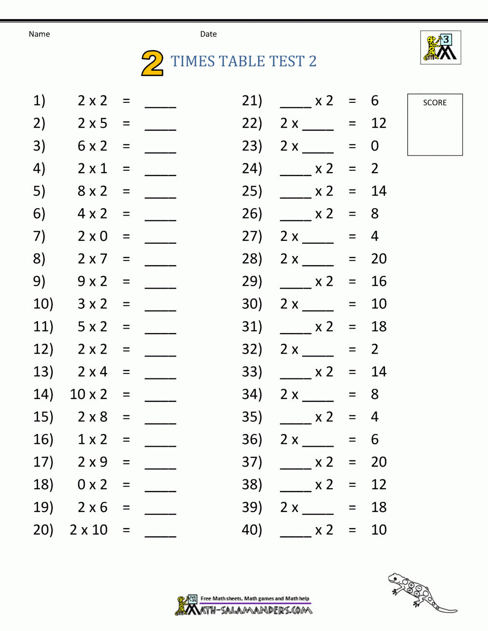 Times Tables Worksheets Free Printable