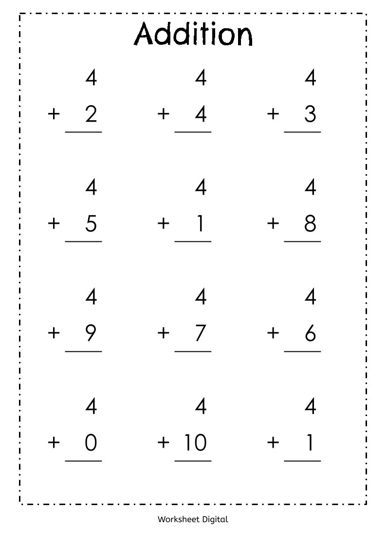 Free Printable Addition Worksheets For Kinder