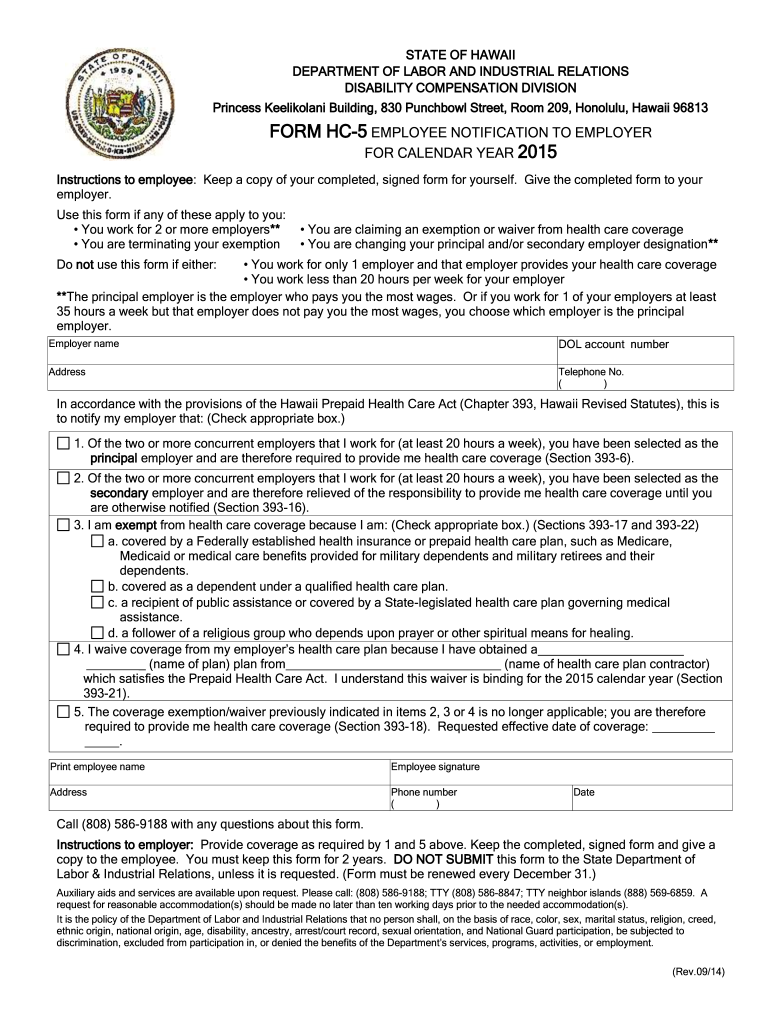 2015 2025 Form HI HC 5 Fill Online Printable Fillable Blank 