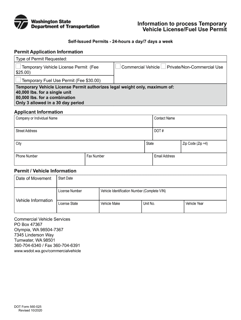 2020 2025 Form WA DOT 560 025 Fill Online Printable Fillable 