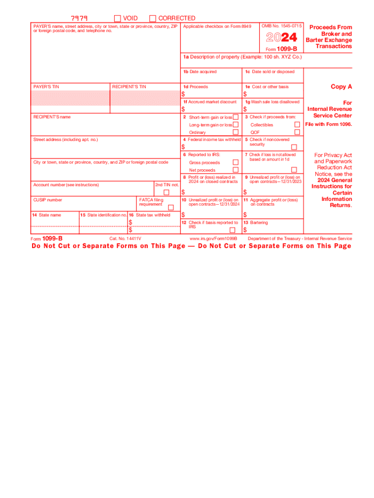 2024 Form IRS 1099 B Fill Online Printable Fillable Blank 