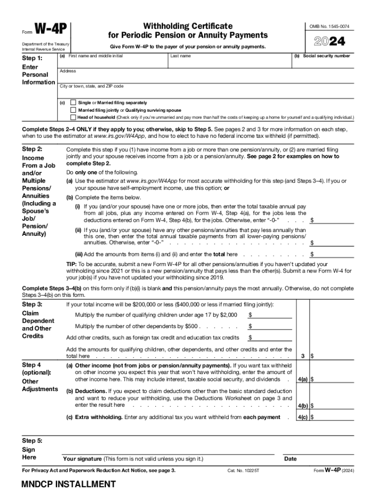 2024 Form IRS W 4P Fill Online Printable Fillable Blank PdfFiller