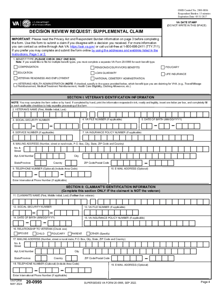 2024 VA Form 20 0995 Fill Online Printable Fillable Blank 