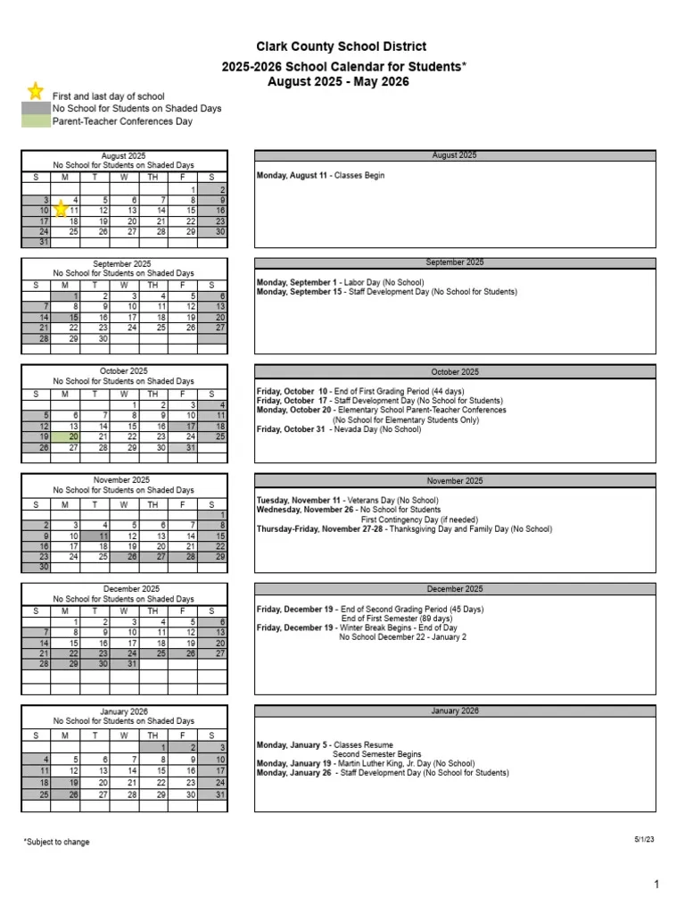 2025 2026 School Calendar Students PDF Academic Term Holidays