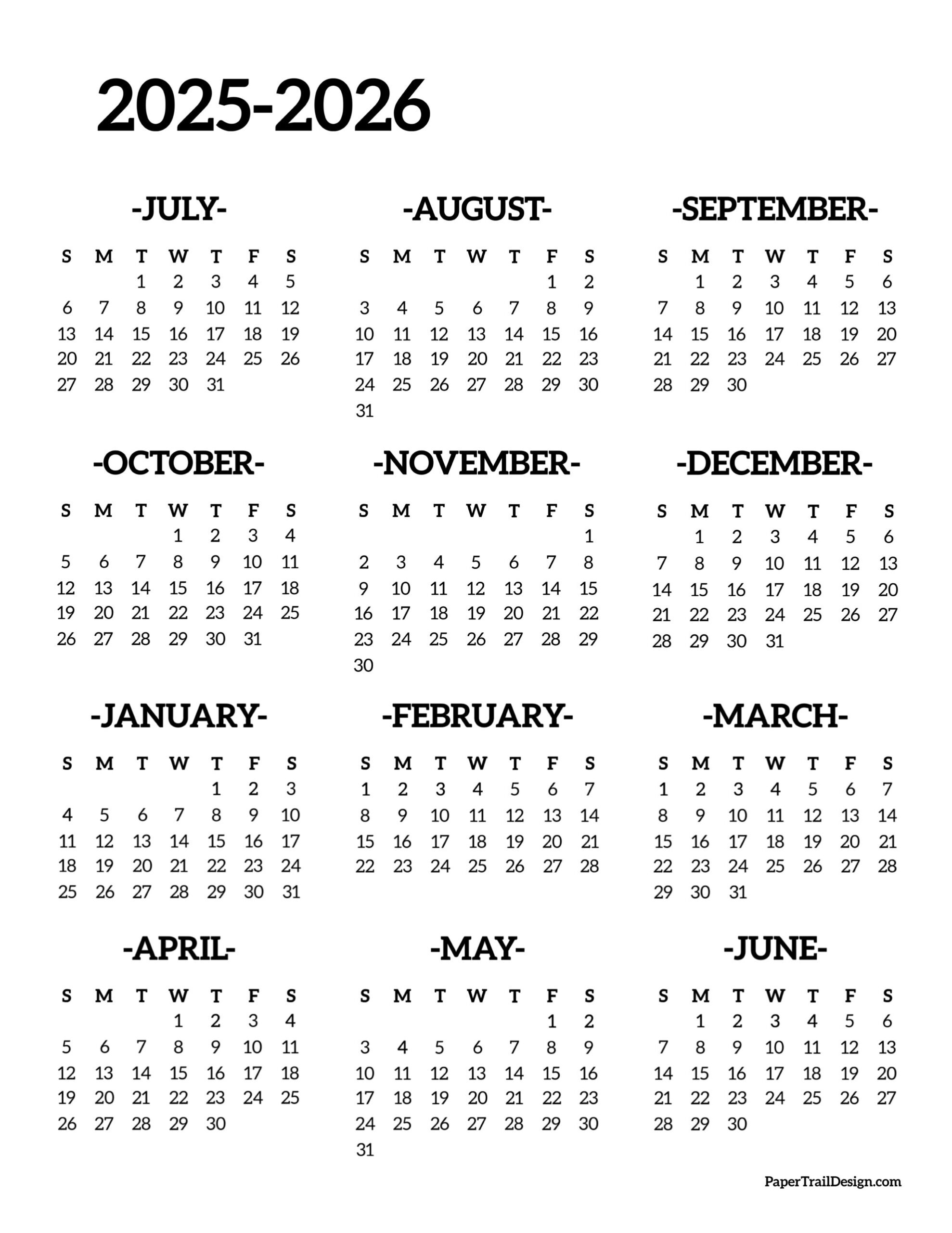 Printable Blank Summer Calendar 2026