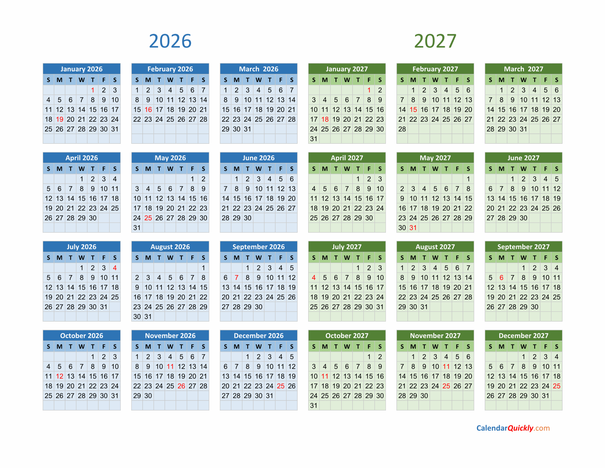 Blank Calendar For 2027 2026 School Year