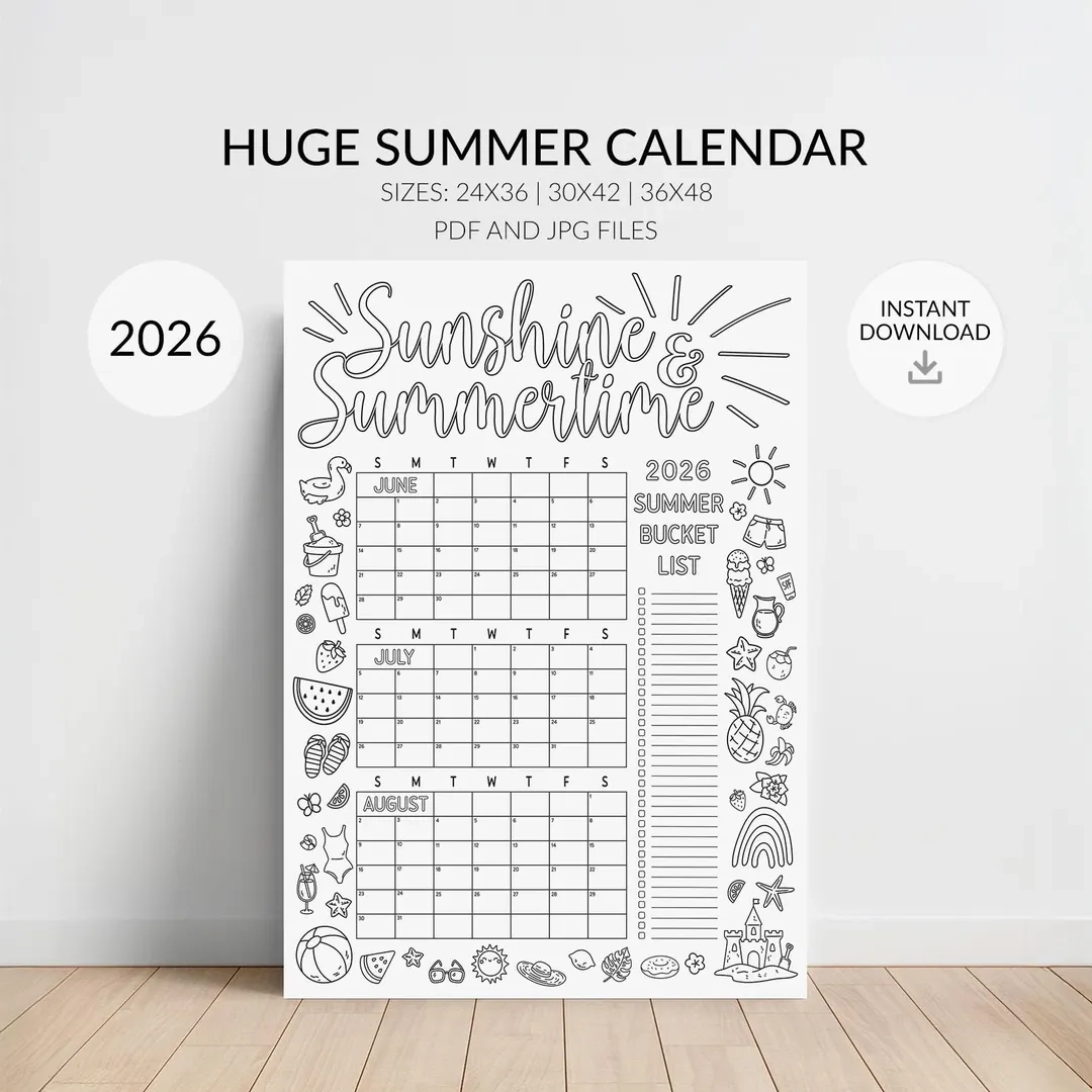 Printable Blank Calendar Summer 2026