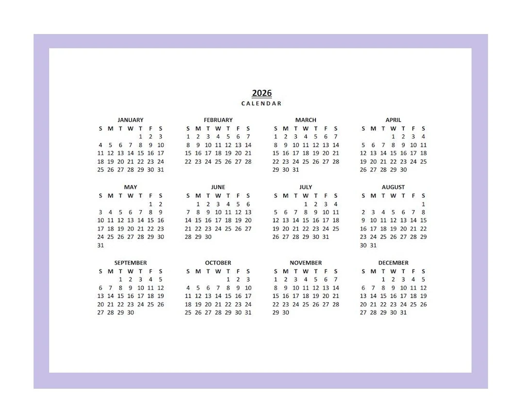 November 2026 Calendar Printable Waterproof