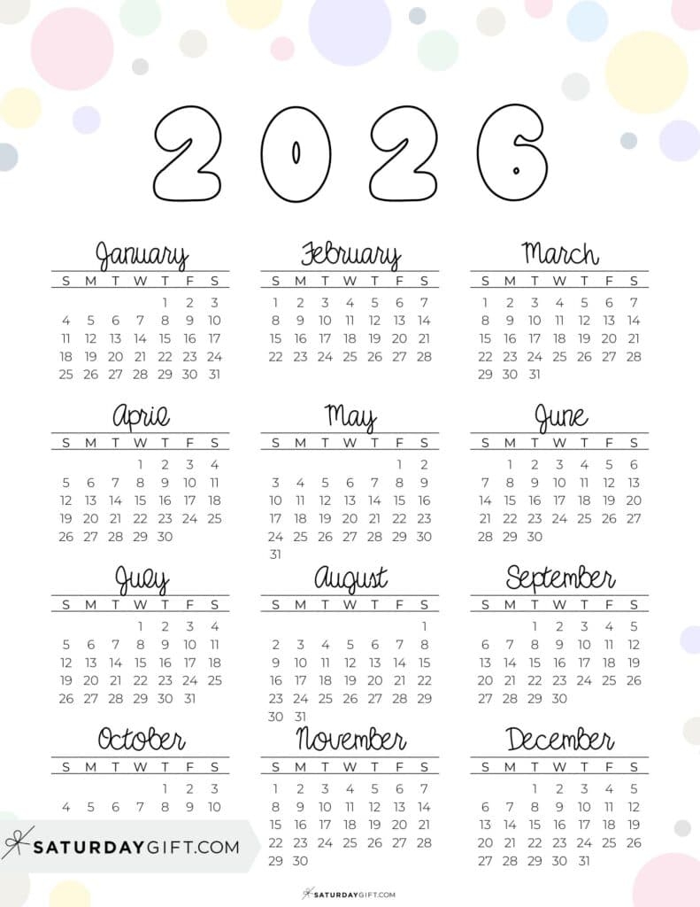 Free Printable 2026 Calendar Template