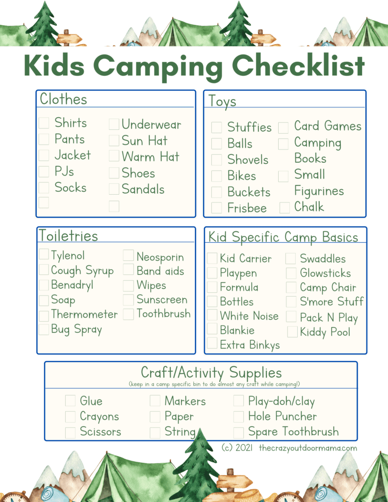 Camping Activities For Kids Printable