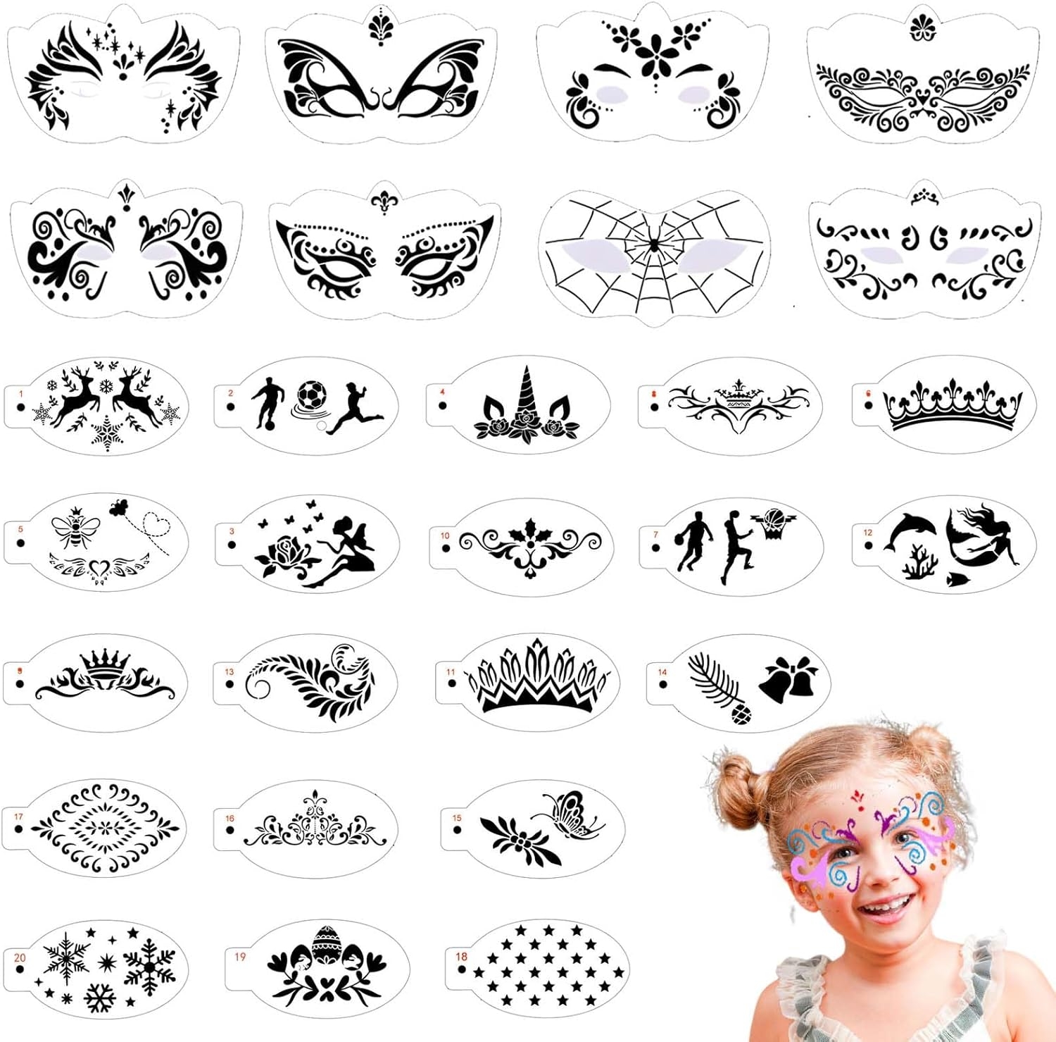 28 Pcs Face Paint Stencils Kits Face Painting Jamaica Ubuy