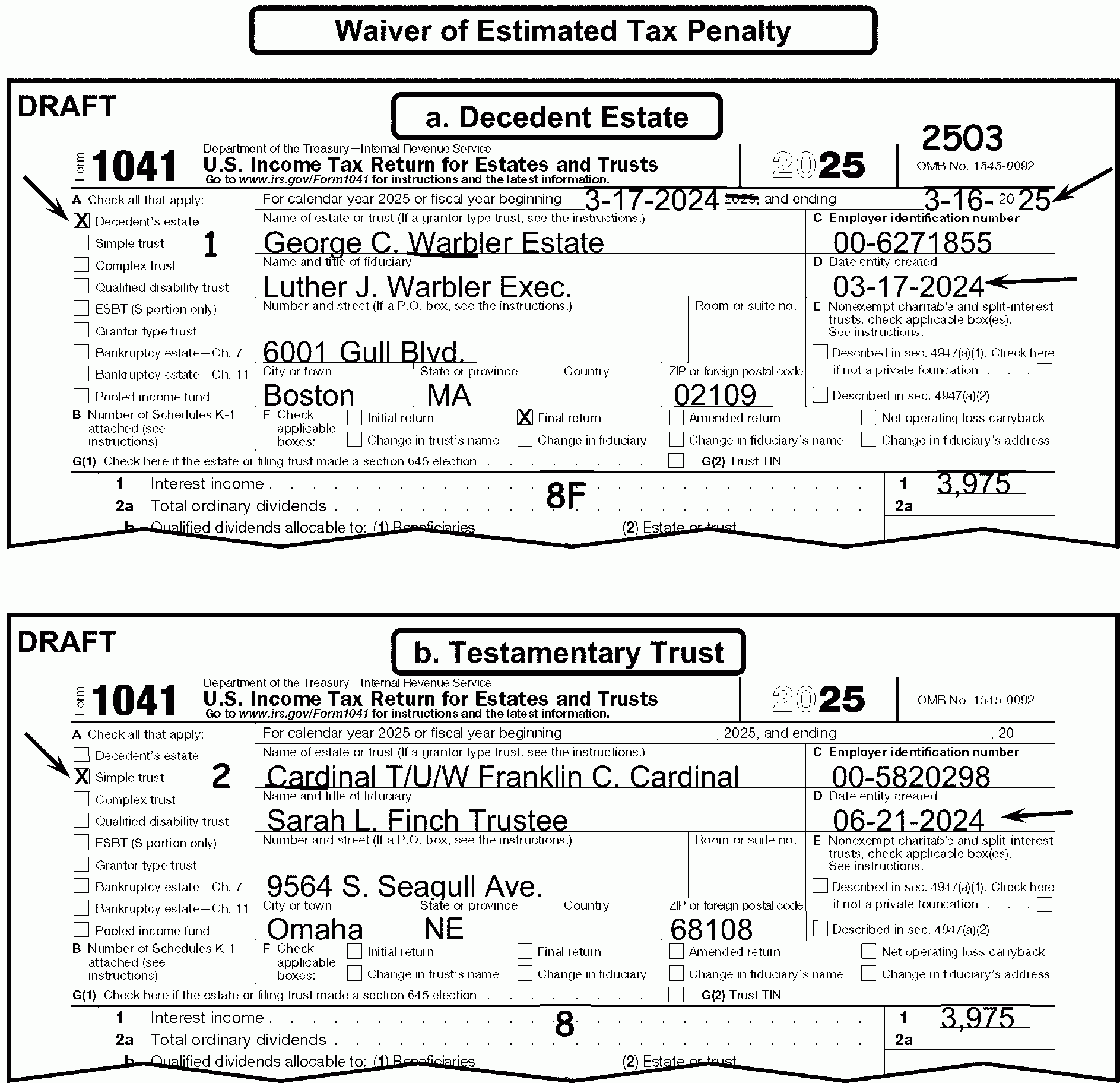 3 11 14 Income Tax Returns For Estates And Trusts Forms 1041 