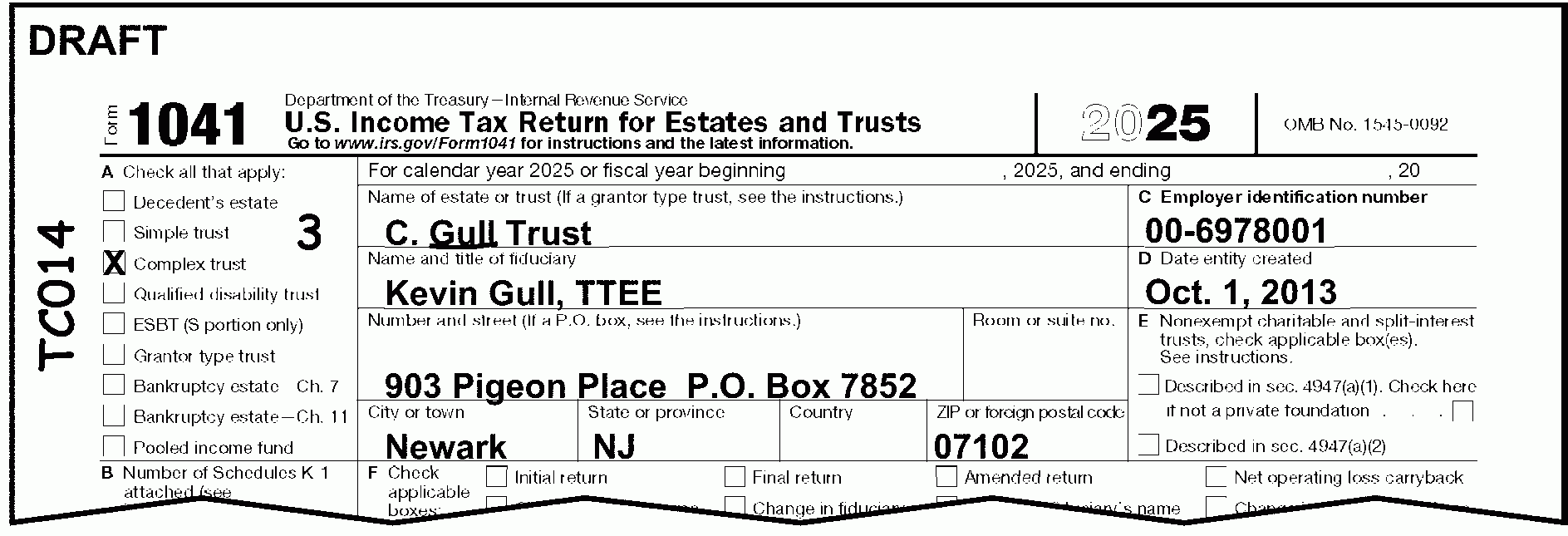 3 11 14 Income Tax Returns For Estates And Trusts Forms 1041 