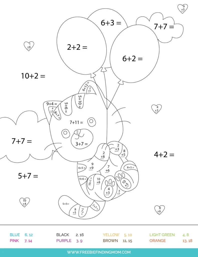 Free Printable Coloring Addition Worksheets