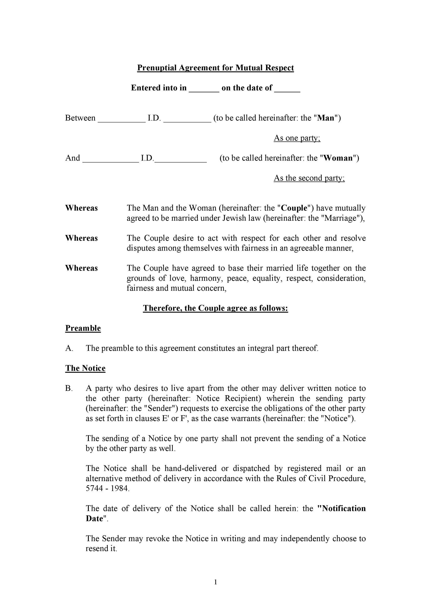 30 Simple Prenuptial Agreement Templates Prenup Examples 