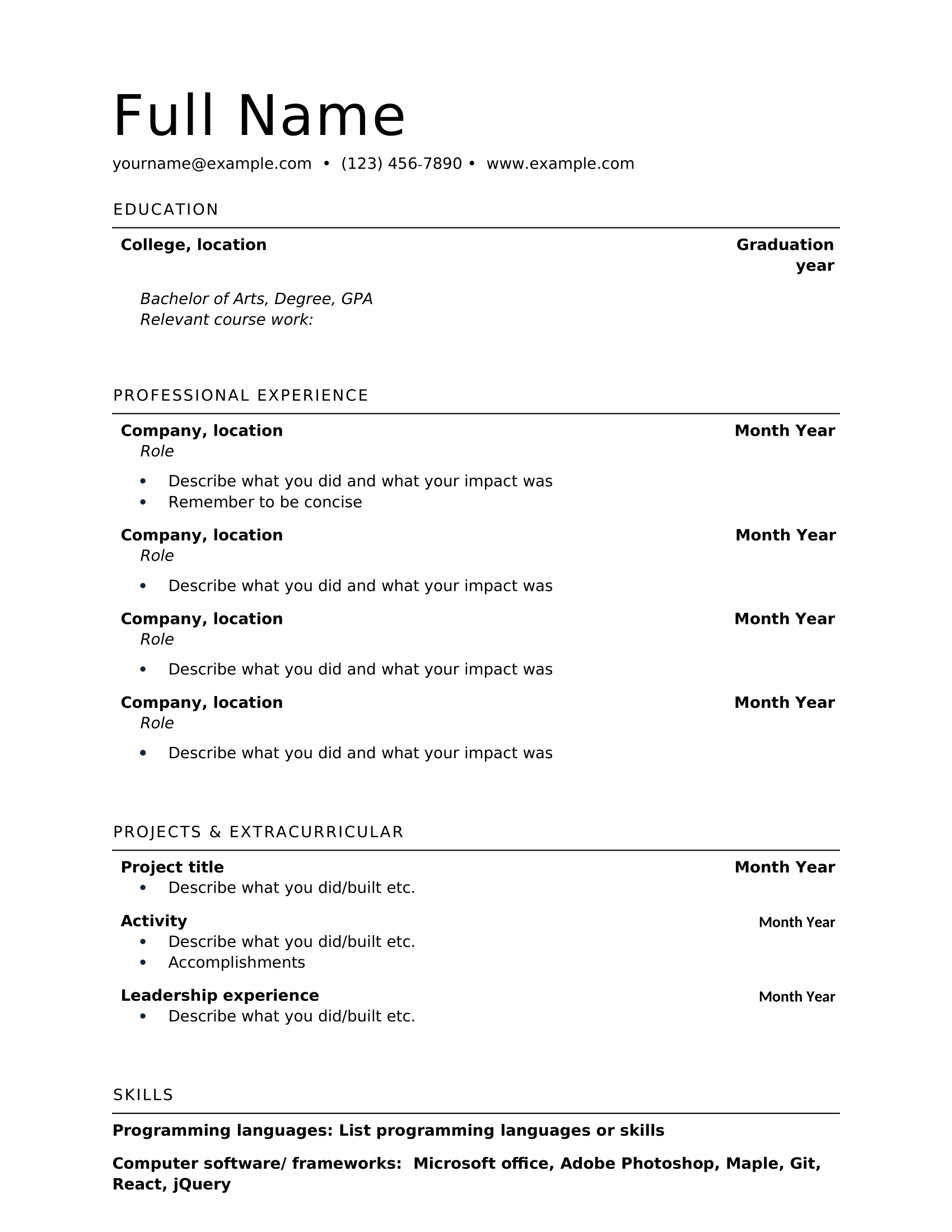 35 Free Professional Resume Templates For 2025
