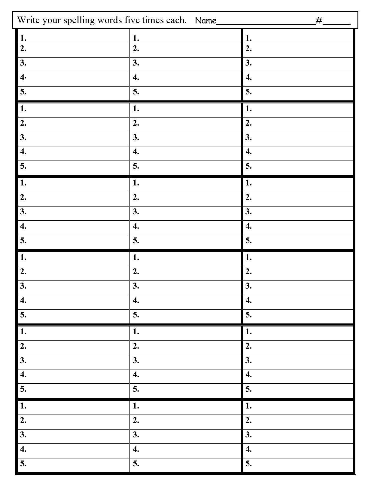 Free Printable Spelling Practice Worksheets