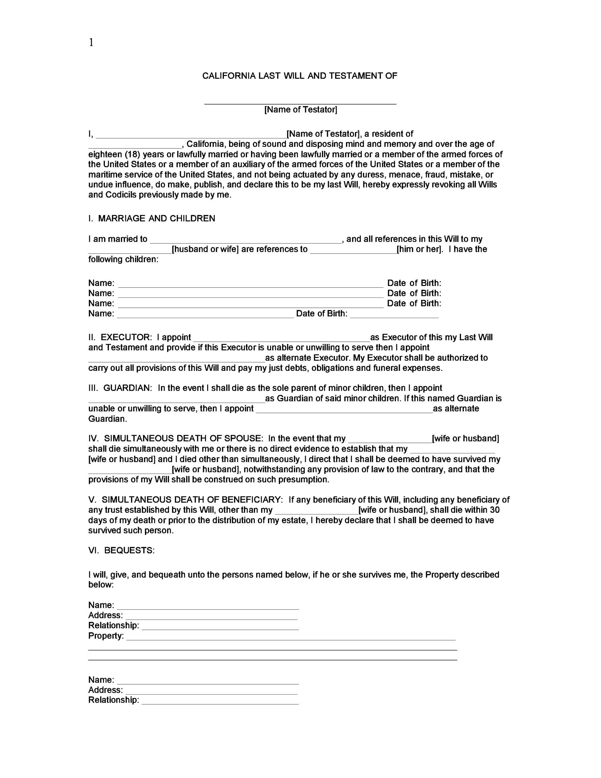 39 Last Will And Testament Forms amp Templates TemplateLab