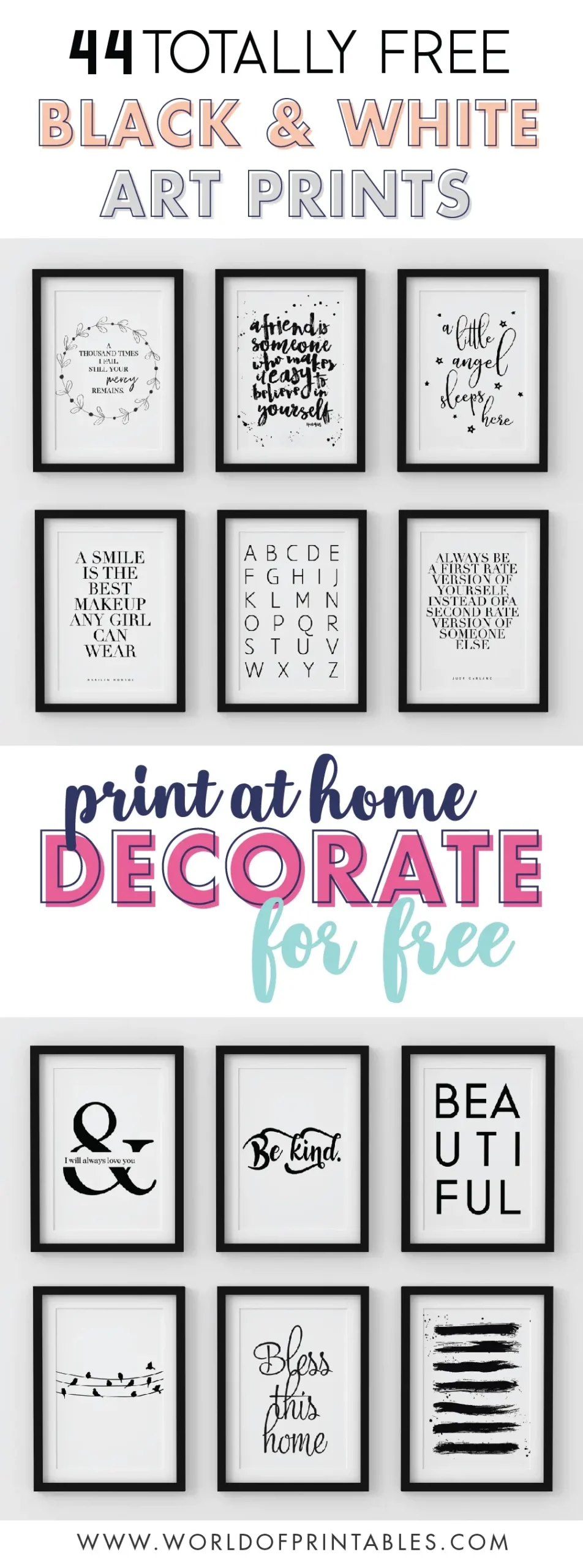 44 Free Modern Black And White Wall Art Printables World Of 