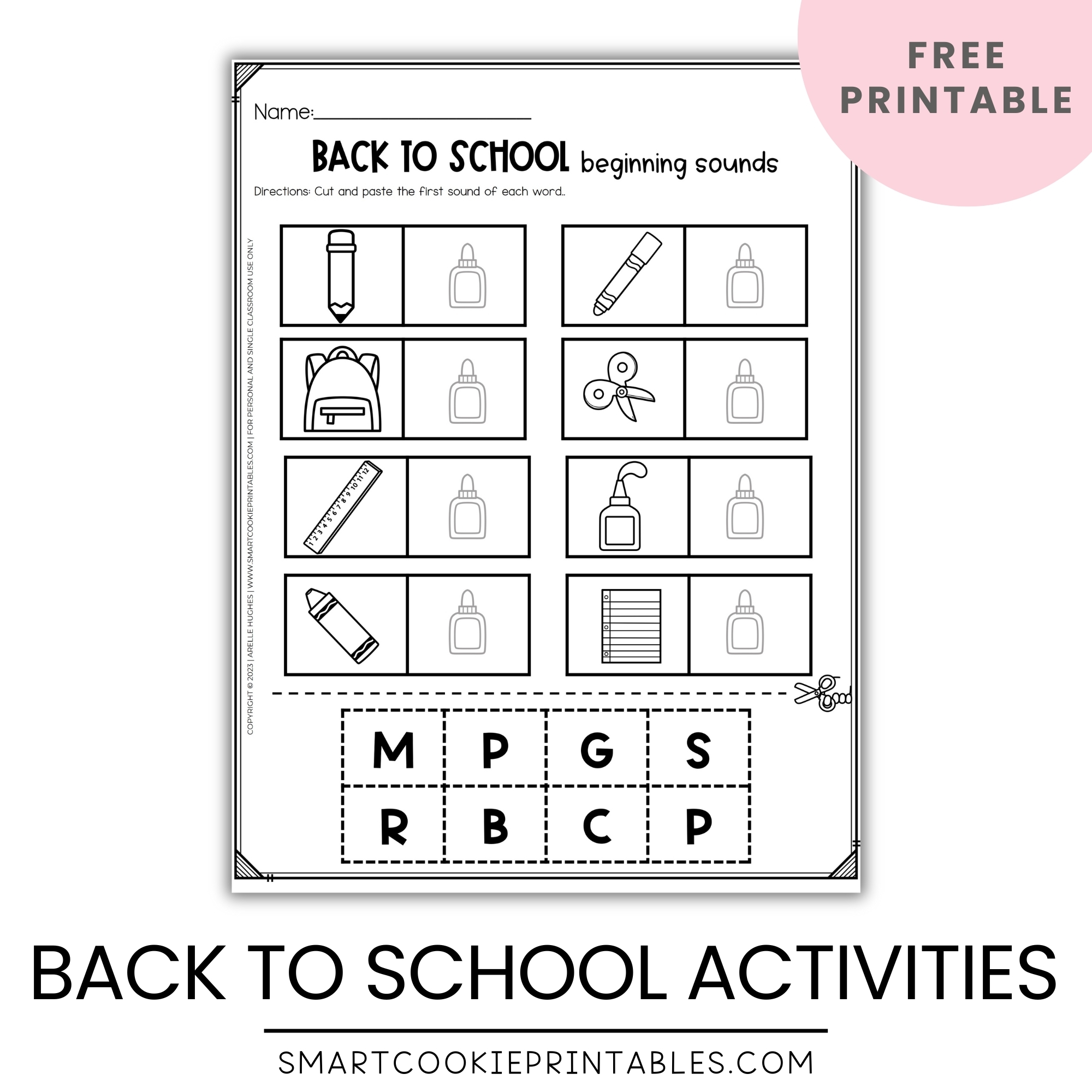 5 Free Back To School Worksheets For Kindergarten Smart Cookie 