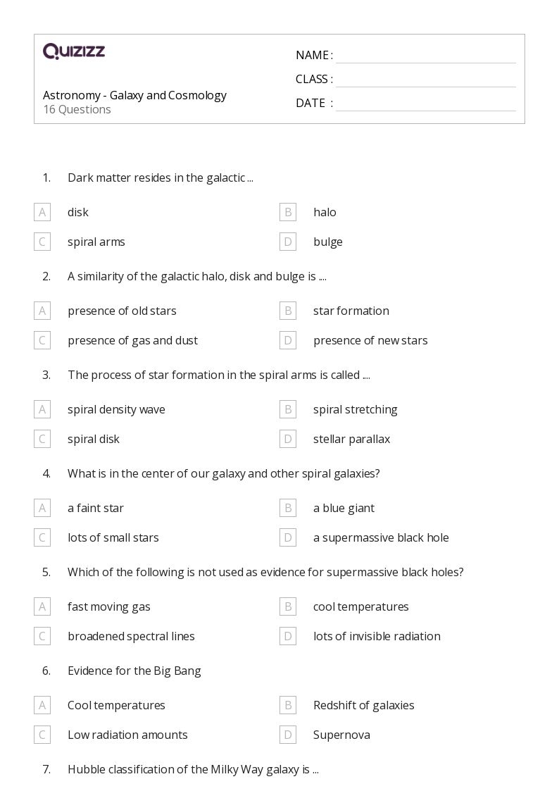 Free Printable Astronomy Worksheets