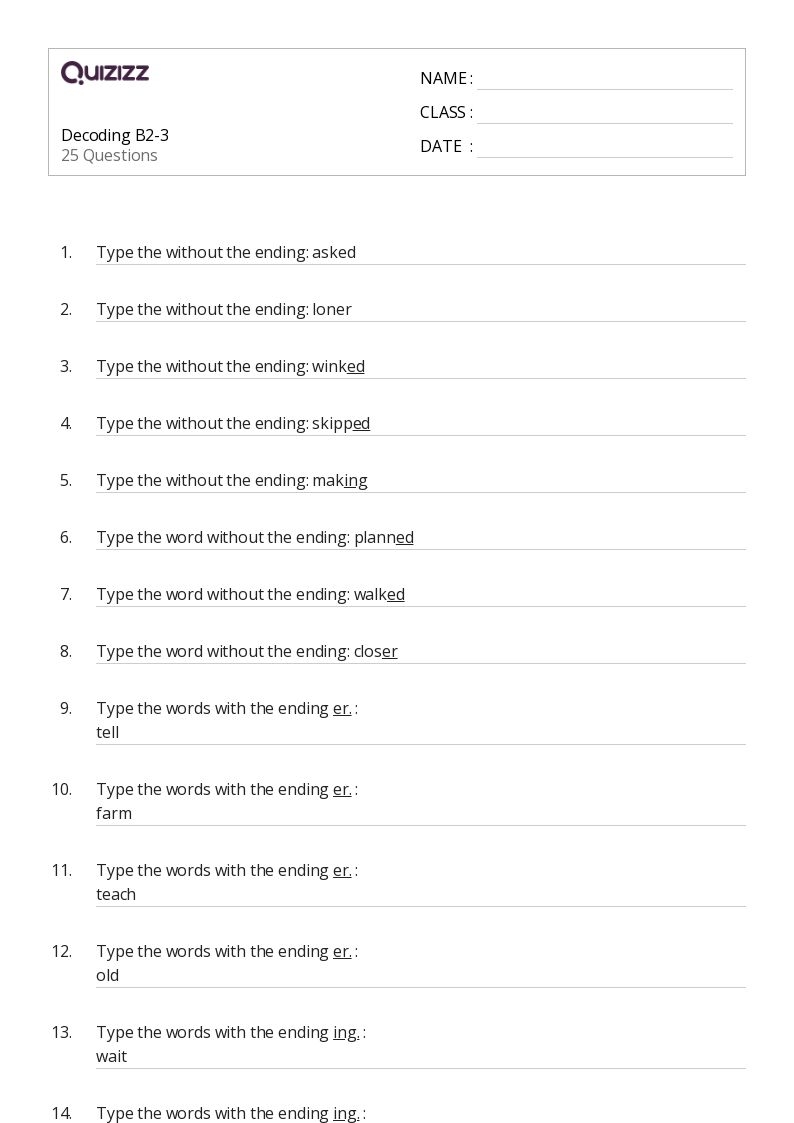 50 Decoding Words Worksheets For 4th Grade On Quizizz Free 