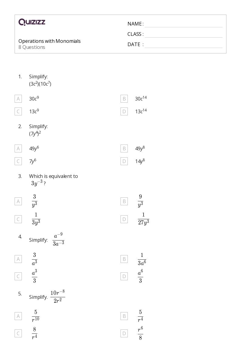 Year 9 Maths Printable Worksheet