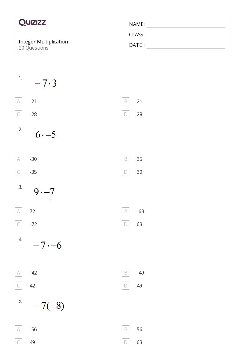 Multiplication Worksheets Printable Grade 8