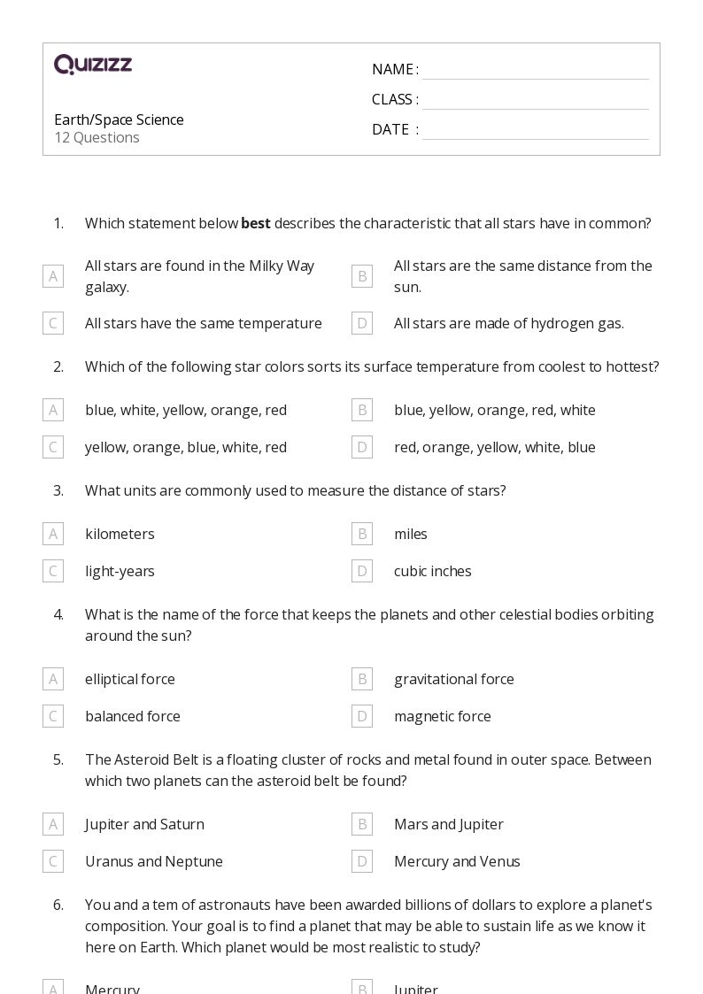 50 Science Worksheets For 4th Class On Quizizz Free amp Printable