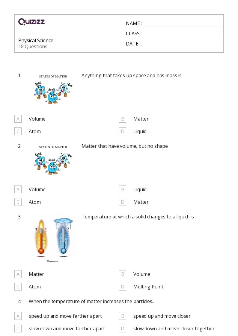 Science Printable Worksheets For Grade 4