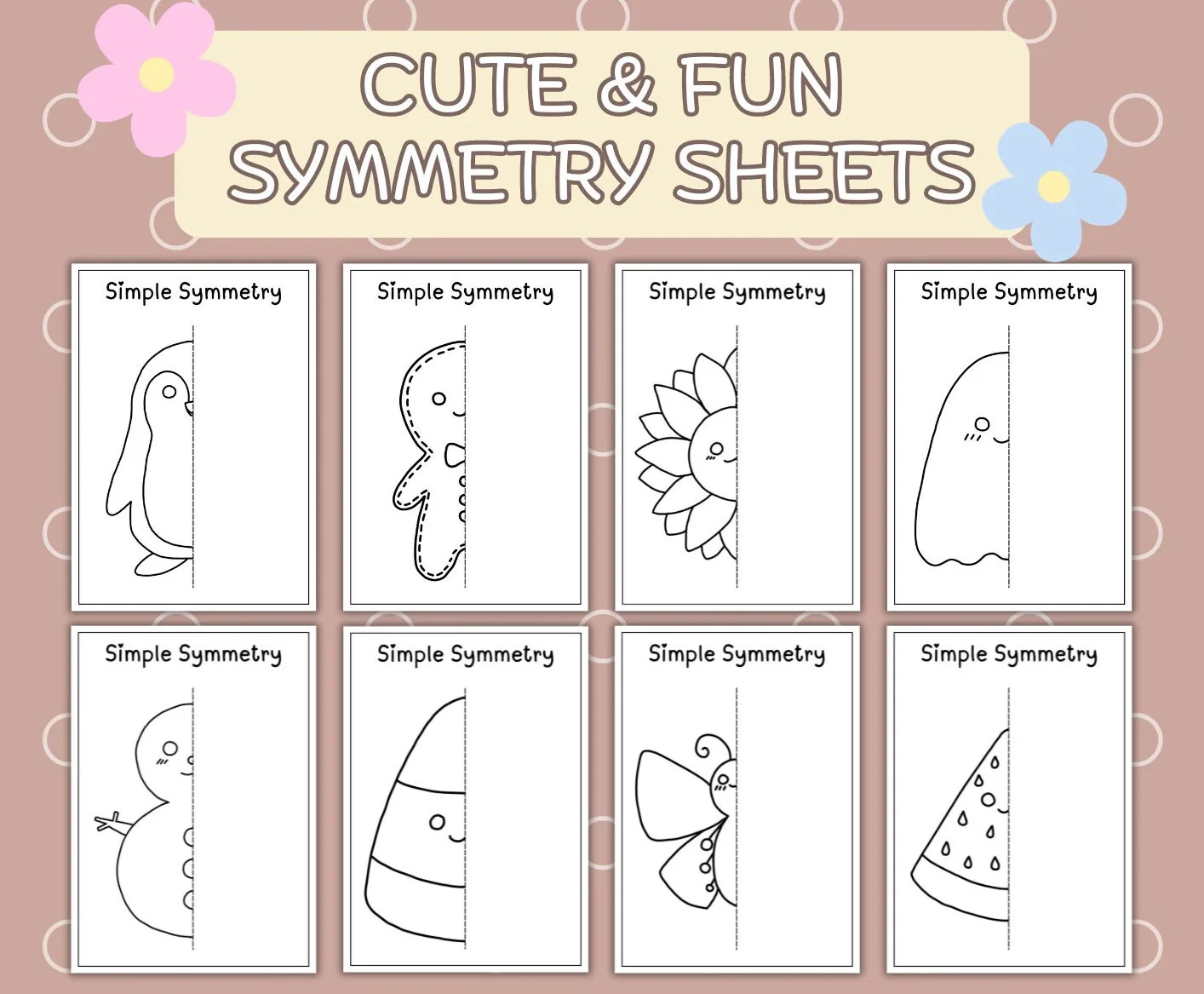50 Symmetry Drawing Worksheets Preschool Homeschool Fine Motor 