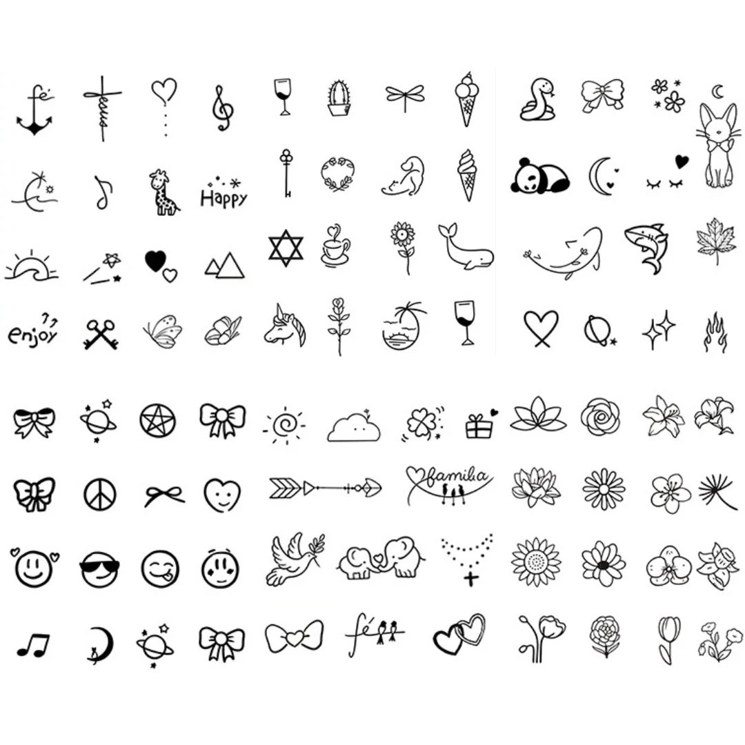 6 Sheets Sketch Cute Cartoon Small Finger Face Semi Permanent 