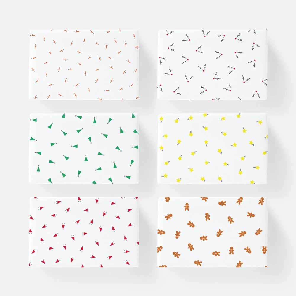 6 X CHRISTMAS Minimal Designer Gift Wrap Printable Wrapping Paper 