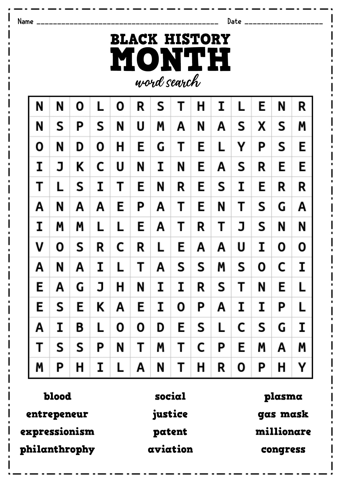 Black History Worksheets Free Printable