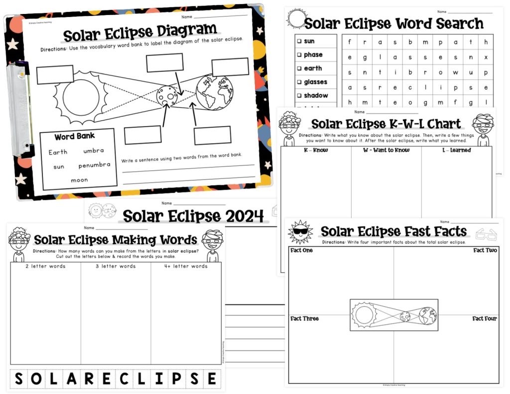 Free Printable Solar Eclipse Worksheets