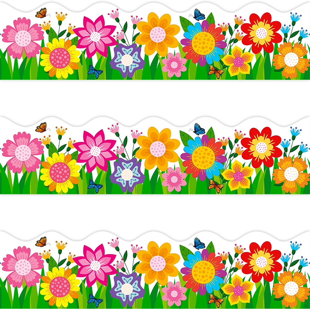 72 Feet Flower Die Cut Bulletin Board Borders Trim For Classroom 