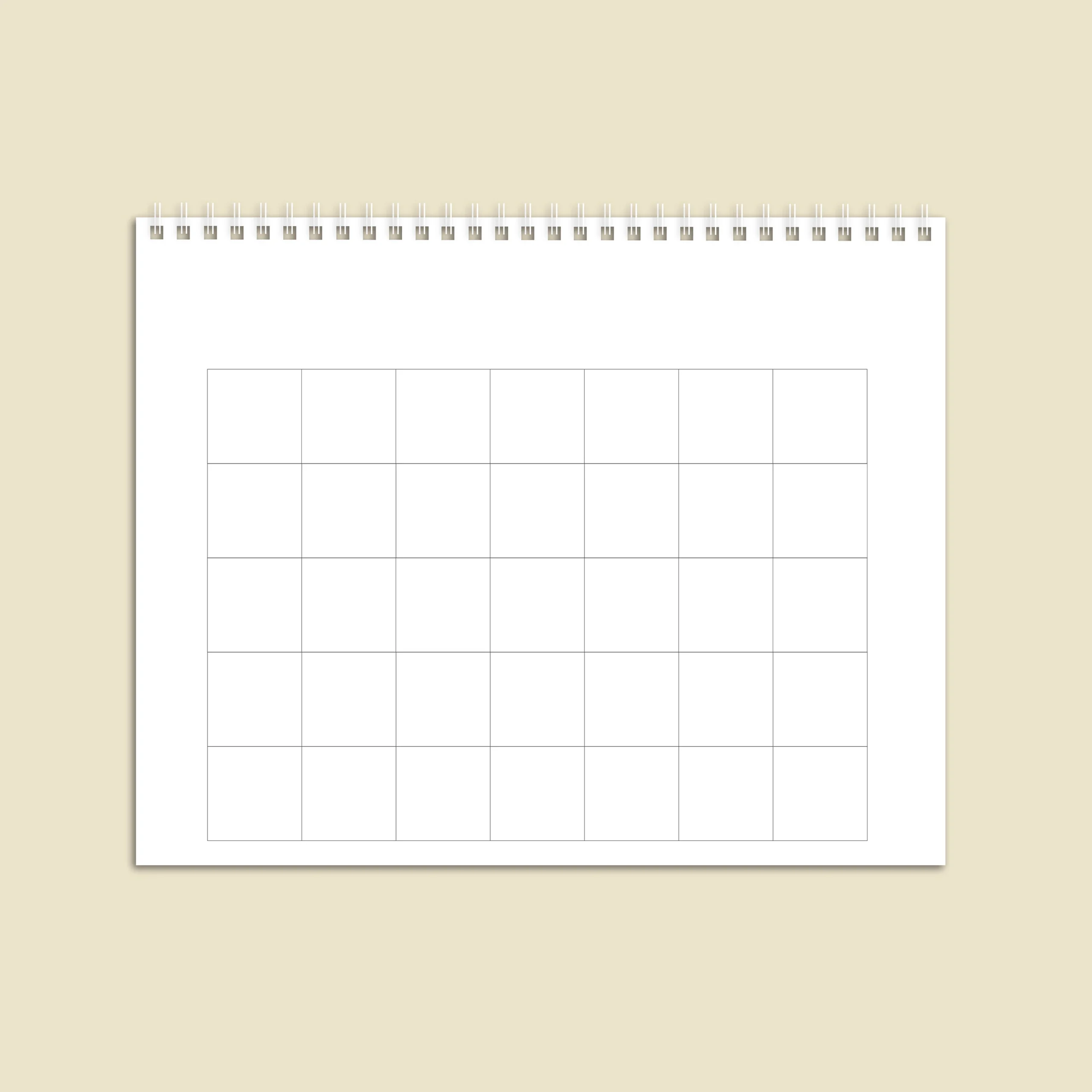 8in X 10in Blank Customizable White Calendar Simple Minimalist 