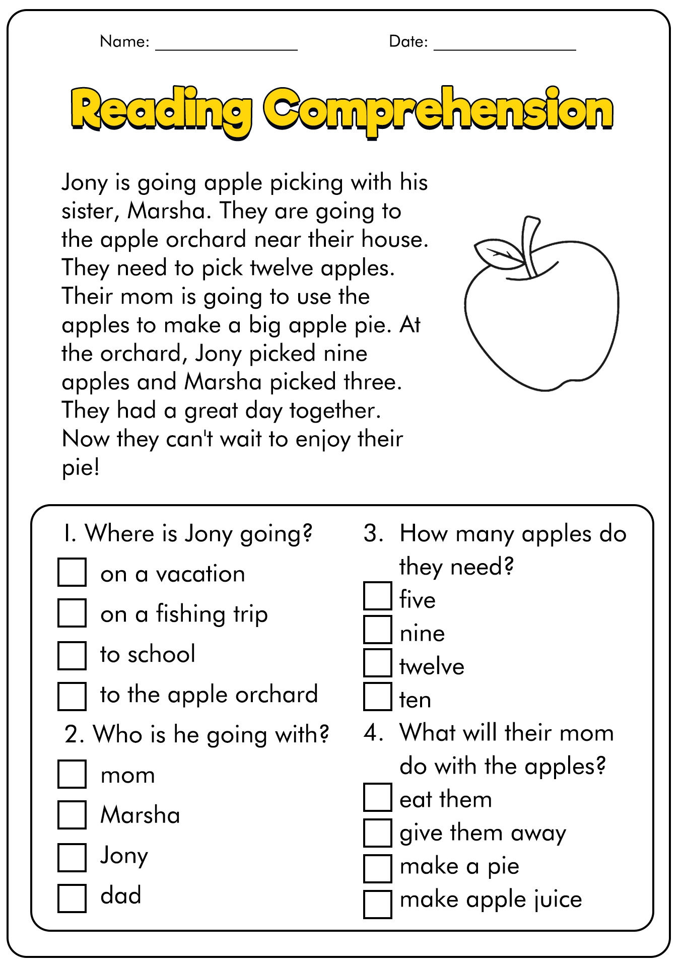 9 First Grade Reading Comprehension Worksheets Free PDF At 